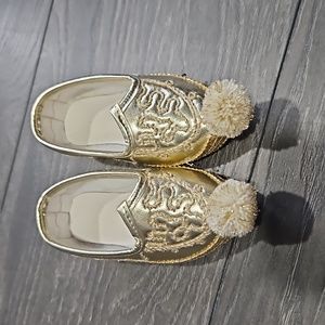 Baby girls golden turkish pom pom shoes